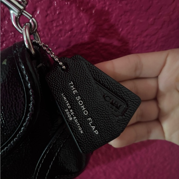 Coach Black Leather Mini Shoulder Bag with Silver Chain - Picture 2 of 4